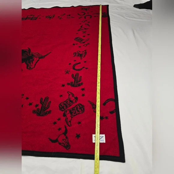 Vintage Pendleton Woolen Mill Store Cowboy Rodeo Bull Western Wool Blanket - Picture 4 of 11